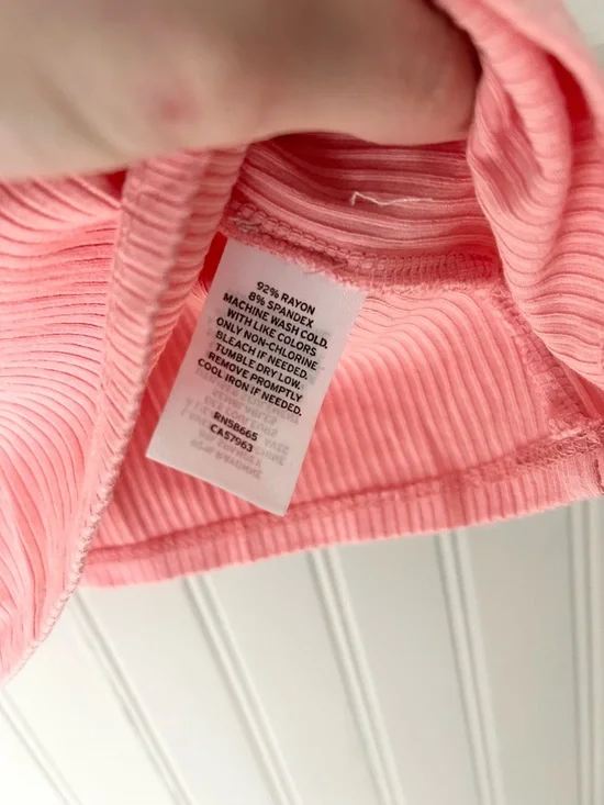 bp XS Ribbed Tie-Shoulder Tank Top - Light Pink - Picture 3 of 4